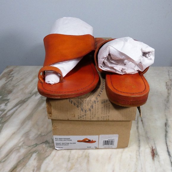 Free People Sant Antoni Slide Toe Ring Sandal Coral 38 (US Women's 8) NiB - Picture 4 of 13